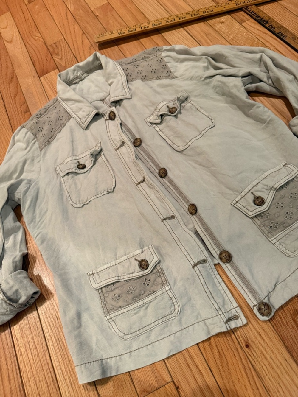 Maurices Light Tan Utility Lace Jacket Pockets travel safari size XL - Picture 3 of 10